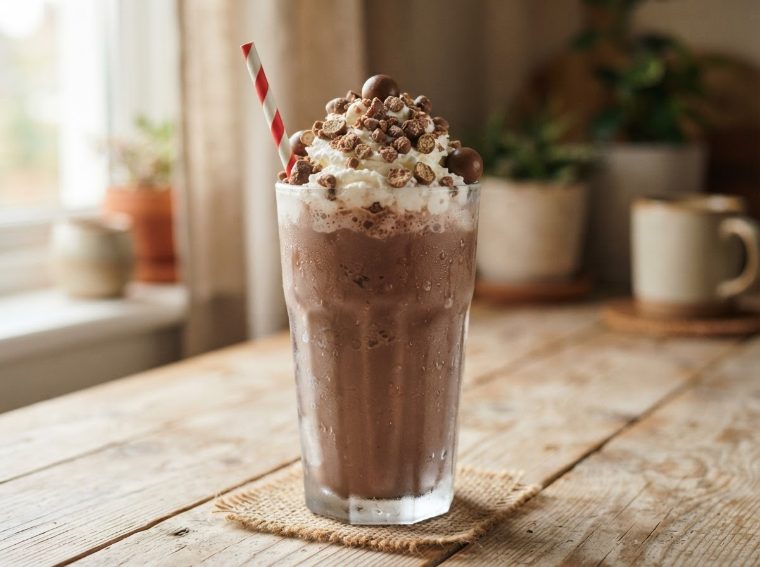 Malteada proteica de chocolate malteado