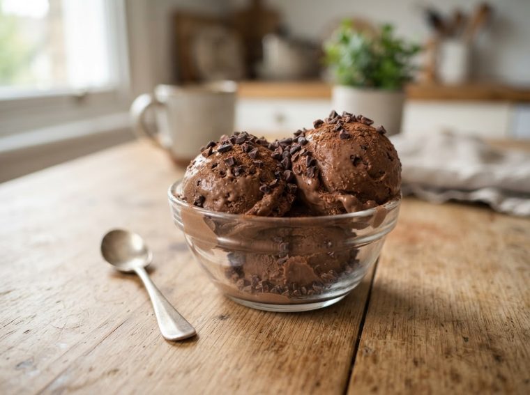 Helado proteico de plátano con cacao